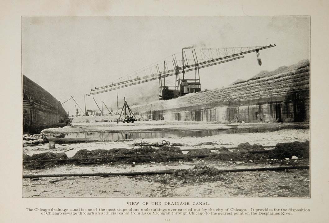 1902 Chicago Drainage Canal Construction Sanitary Ship ORIGINAL HISTORIC IMAGE