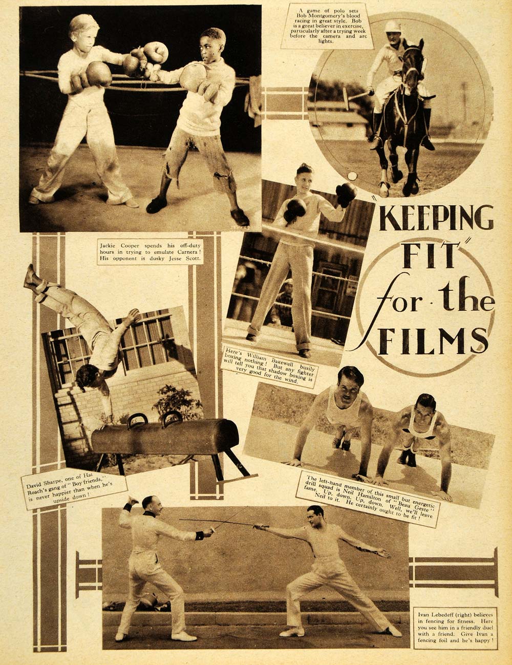 1934 Movie Film Actors Exercising Jackie Cooper Boxing - ORIGINAL CHM1