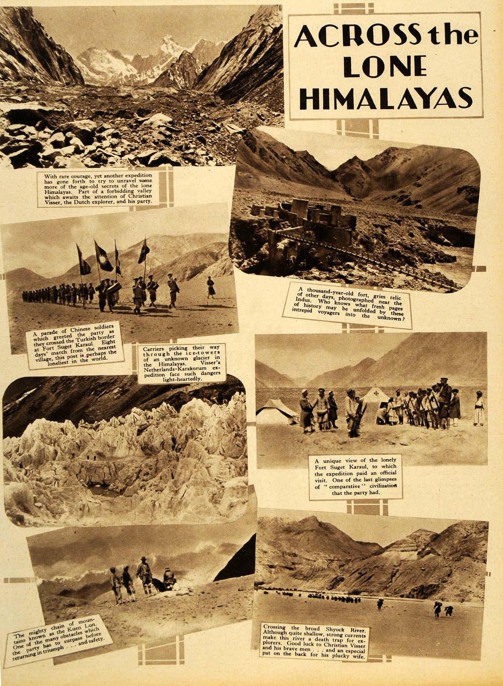 1934 Visser Expedition Himalayas Mountain Glacier River - ORIGINAL CHM1