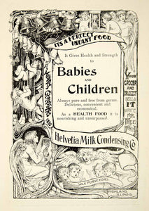 1895 Ad Helvetia Milk Condensing Babies Children Angel Highland Illinois CHM2