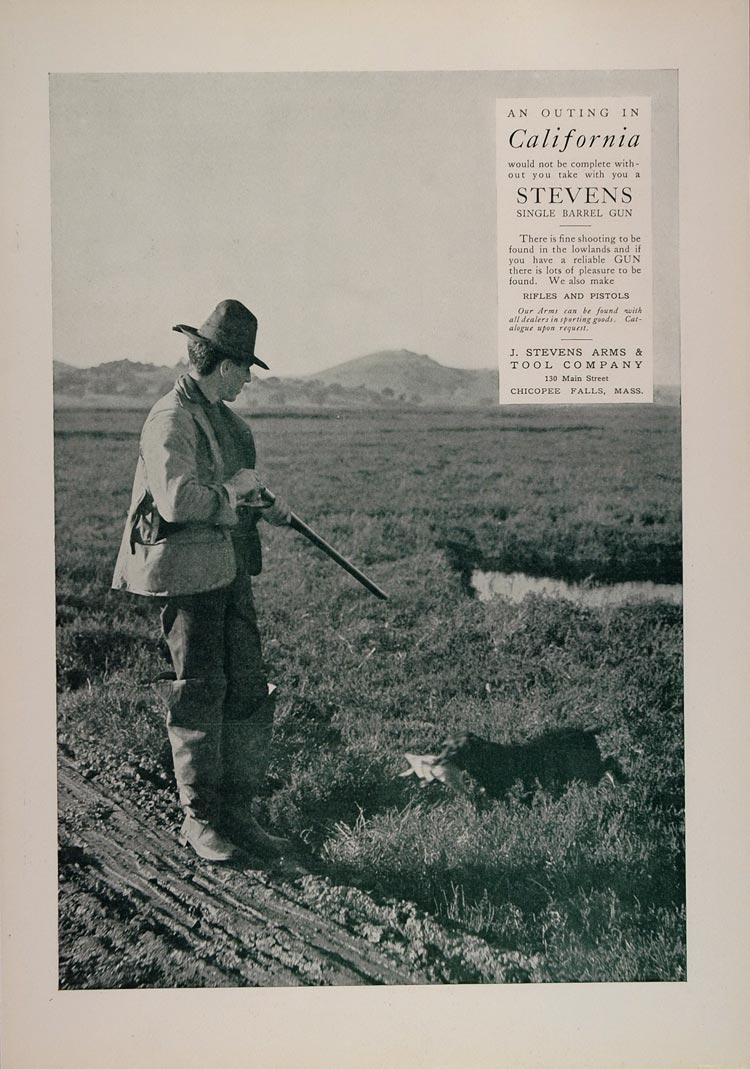1902 Ad Stevens Single Barrel Gun Bird Dog Retriever - ORIGINAL ADVERTISING CL1