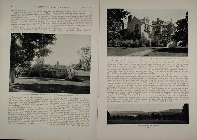 1902 Article Wyndhurst Estate Lenox Mass. John Sloane - ORIGINAL CL1