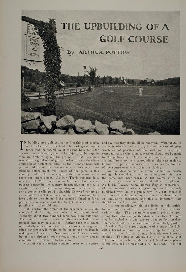 1902 Article Golf Course Vintage Golfing Arthur Pottow - ORIGINAL CL1