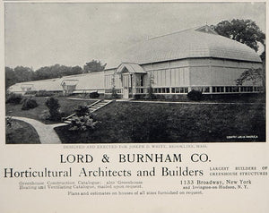 1902 Ad Lord & Burnham Greenhouse Joseph D. White Mass. - ORIGINAL CL1