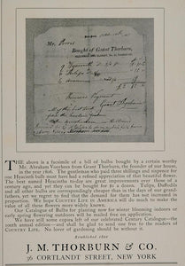 1901 Ad J. M. Grant Thorburn Bulbs Abraham Voorhees - ORIGINAL ADVERTISING CL1