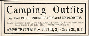 1902 Ad Abercrombie & Fitch Camping Outfits Prospectors - ORIGINAL CL1