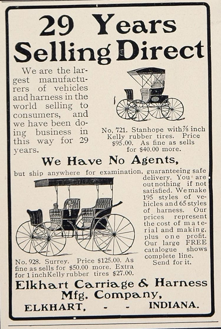 1902 Ad Elkhart Carriage & Harness Co. Stanhope Surrey - ORIGINAL CL1