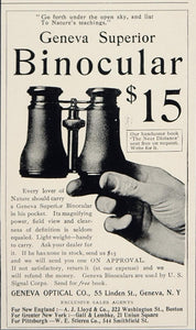 1902 Ad Geneva Superior Binocular Magnifying Glasses - ORIGINAL ADVERTISING CL1