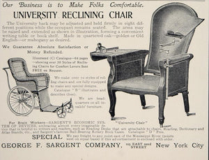 1902 Ad University Reclining Chair Wicker Wheelchair - ORIGINAL ADVERTISING CL1
