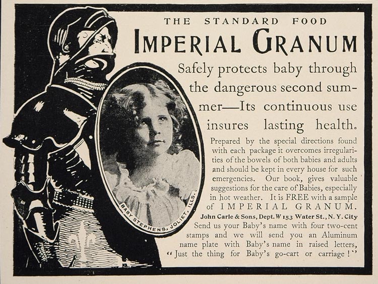 1902 Vintage Ad Imperial Granum Baby Food Knight Armor - ORIGINAL CL1