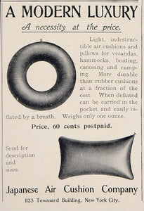 1902 Vintage Print Ad Japanese Air Cushions UNUSUAL - ORIGINAL ADVERTISING CL1