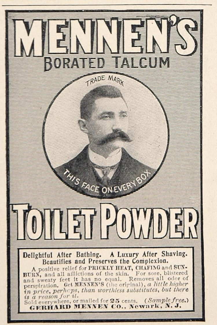 1902 Vintage Ad Mennens Borated Talcum Toilet Powder - ORIGINAL ADVERTISING CL1
