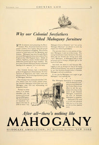 1921 Ad Mahogany Association Colonial Wood Furniture - ORIGINAL ADVERTISING CL3