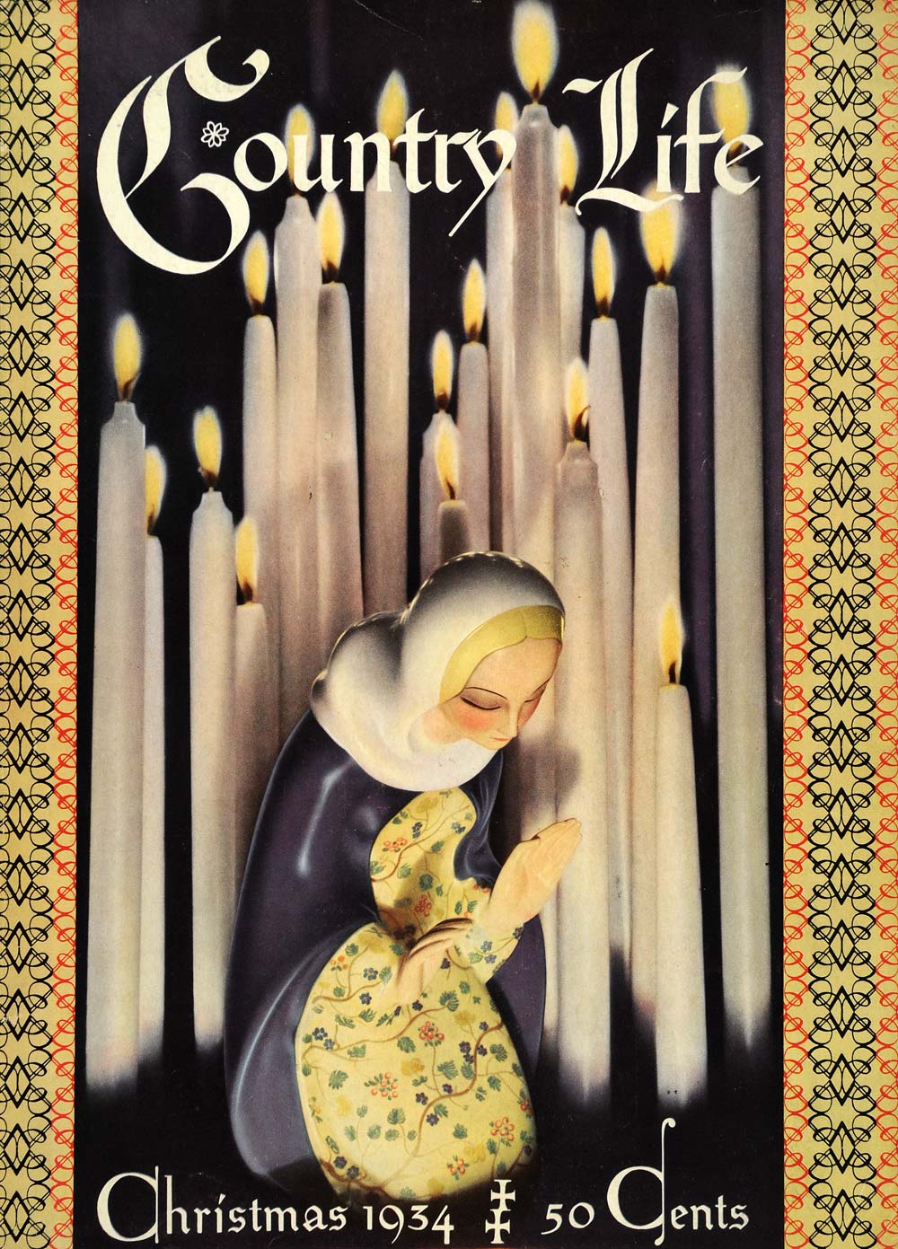 1934 Cover Country Life Christmas Madonna Mary Candles - ORIGINAL CL3