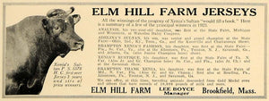 1924 Ad Breeding Cows Lee Boyce Elm Hill Farm Xenia - ORIGINAL ADVERTISING CL4