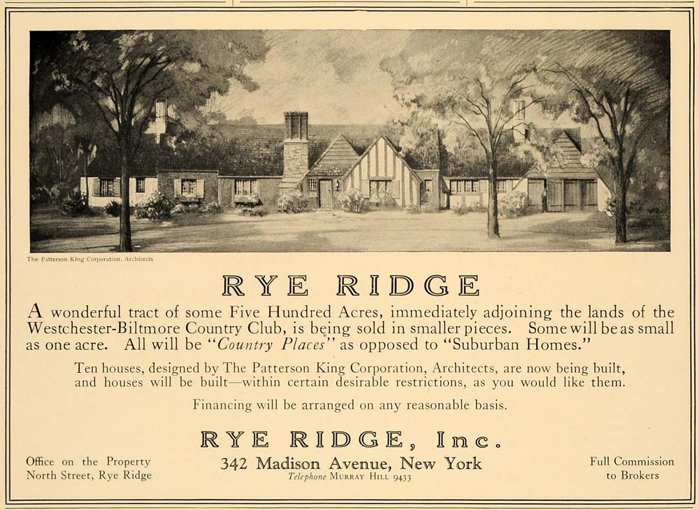 1924 Ad Real Estate Rye Ridge Westchester-Biltmore Club - ORIGINAL CL4