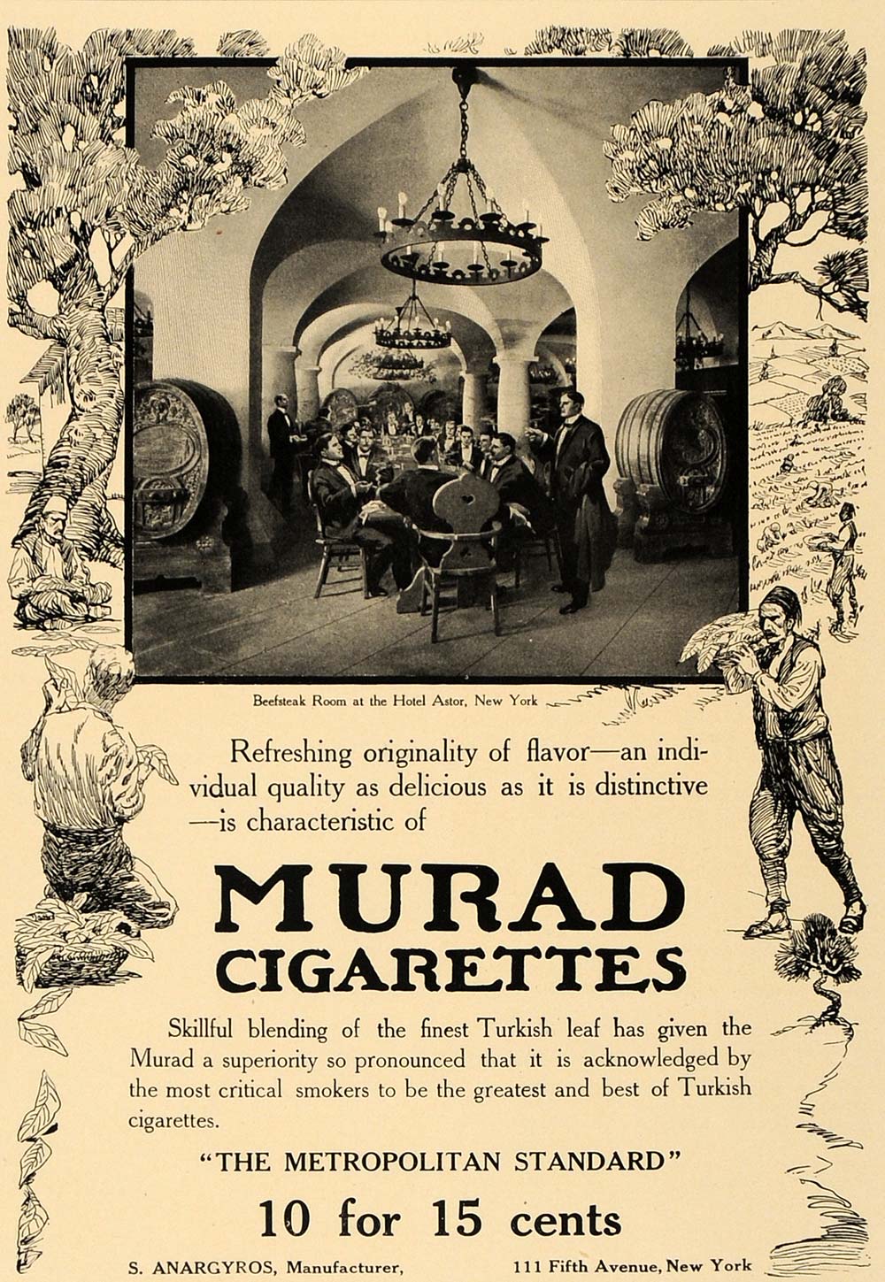 1907 Ad Murad Cigarettes Turkish Metropolitan Standard - ORIGINAL CL4