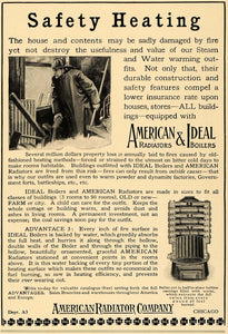 1907 Ad American Radiator Ideal Boilers Safety Heating - ORIGINAL CL4