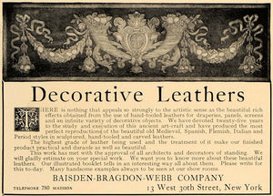 1907 Ad Baisden-Bragdon-Webb Decorative Leathers Screen - ORIGINAL CL4