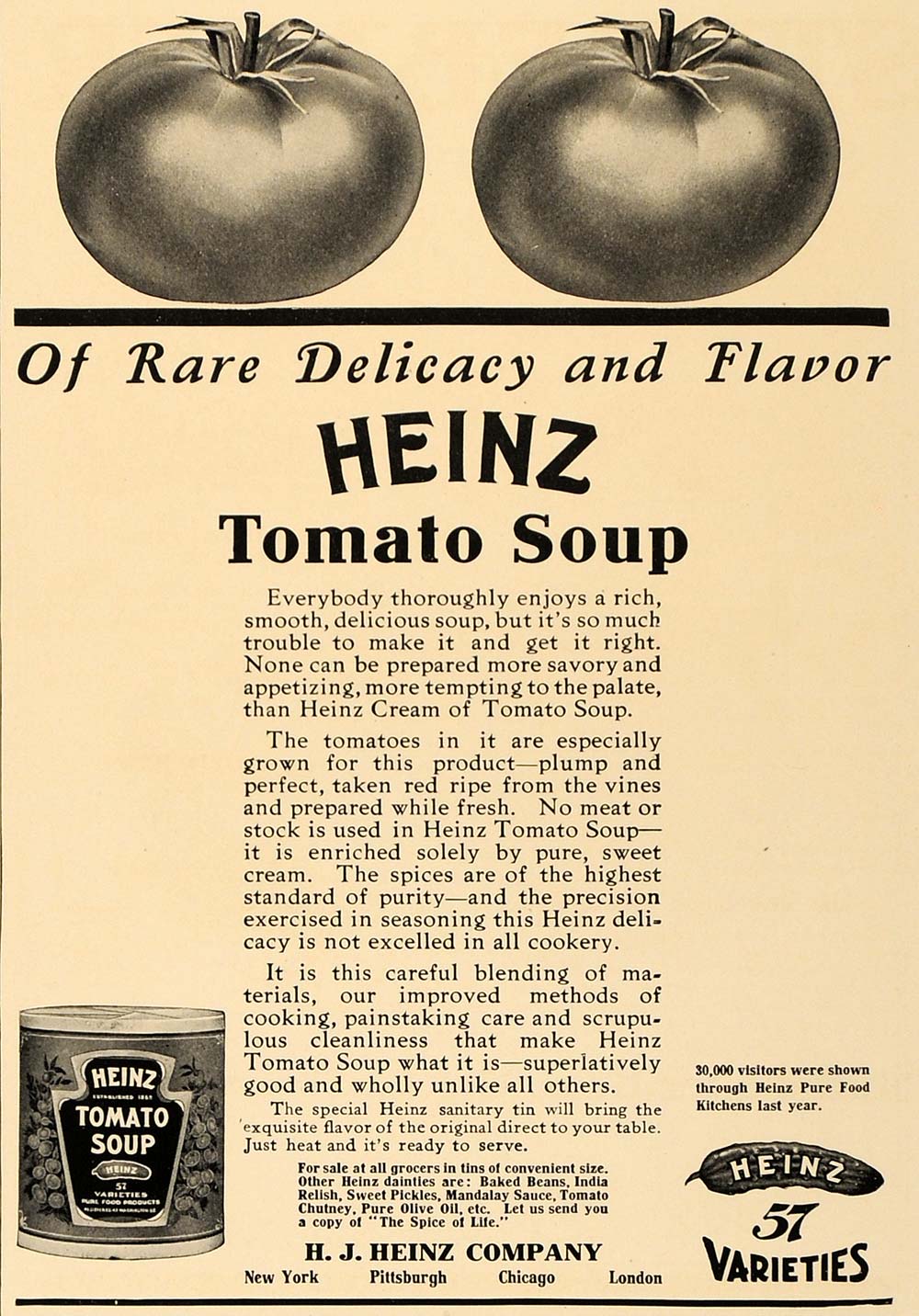 1907 Ad Heinz 57 Tomato Soup Can India Relish Mandalay - ORIGINAL CL4