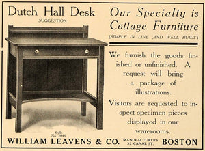 1907 Ad William Leavens Dutch Hall Desk 2046 Furniture - ORIGINAL CL4