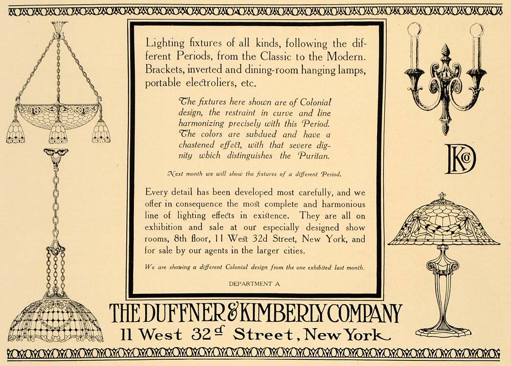 1907 Ad Duffner Kimberly Lighting Fixtures Hanging Lamp - ORIGINAL CL4