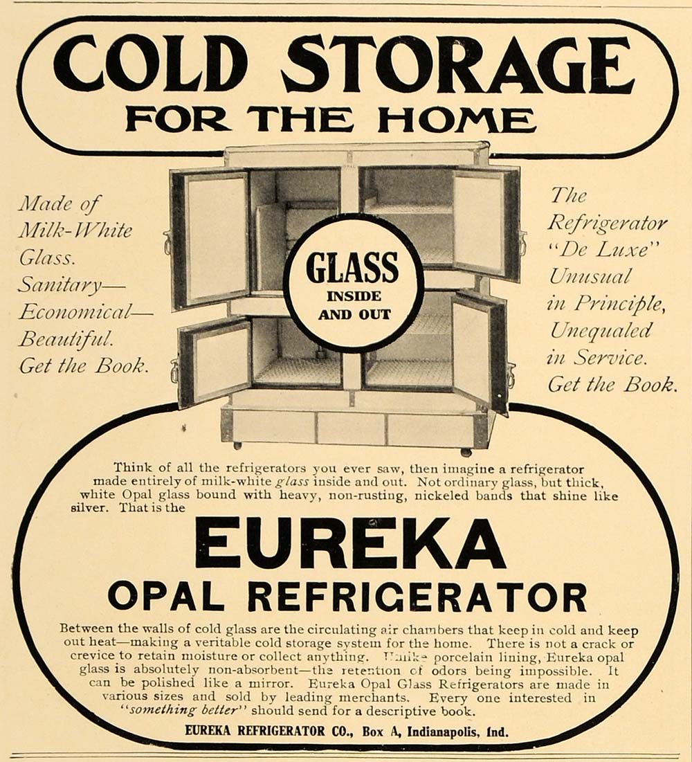 1907 Ad Kitchen Equipment Eureka Opal Refrigerator Food Preservation Storage CL4