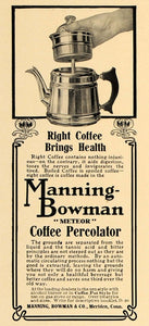 1907 Ad Manning-Bowman Meteor Coffee Percolator Pot - ORIGINAL ADVERTISING CL4