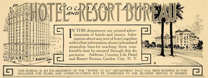 1913 Ad Country Life Hotel Resort Bureau Garden City NY - ORIGINAL CL4