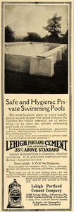 1913 Ad Lehigh Portland Cement Private Swimming Pools - ORIGINAL ADVERTISING CL4