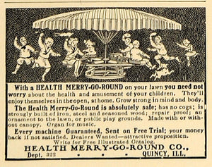 1913 Ad Health Merry-Go-Round Children Quincy Illinois - ORIGINAL CL4