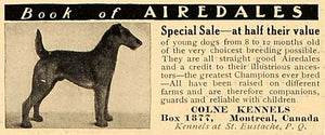 1913 Ad Airedale Terrier Boston Dogs Derryfield Kennels - ORIGINAL CL4