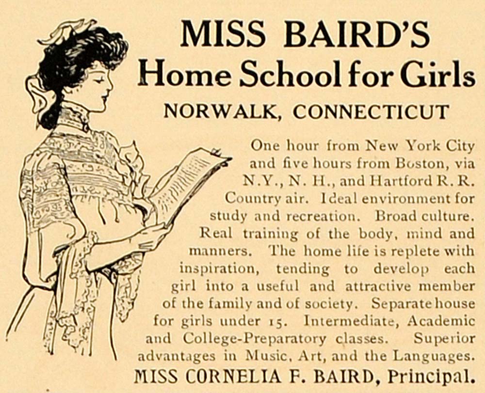 1913 Ad Miss Baird's Home School Girls Norwalk Conn. - ORIGINAL ADVERTISING CL4