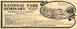 1907 Ad National Park Seminary Women Forest Glen MD - ORIGINAL ADVERTISING CL4