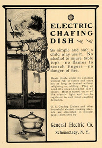 1907 Ad G.E. Electric Chafing Dish General Electric NY - ORIGINAL CL4