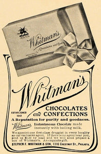 1907 Ad Whitman's Chocolates Confections Stephen F. - ORIGINAL ADVERTISING CL4