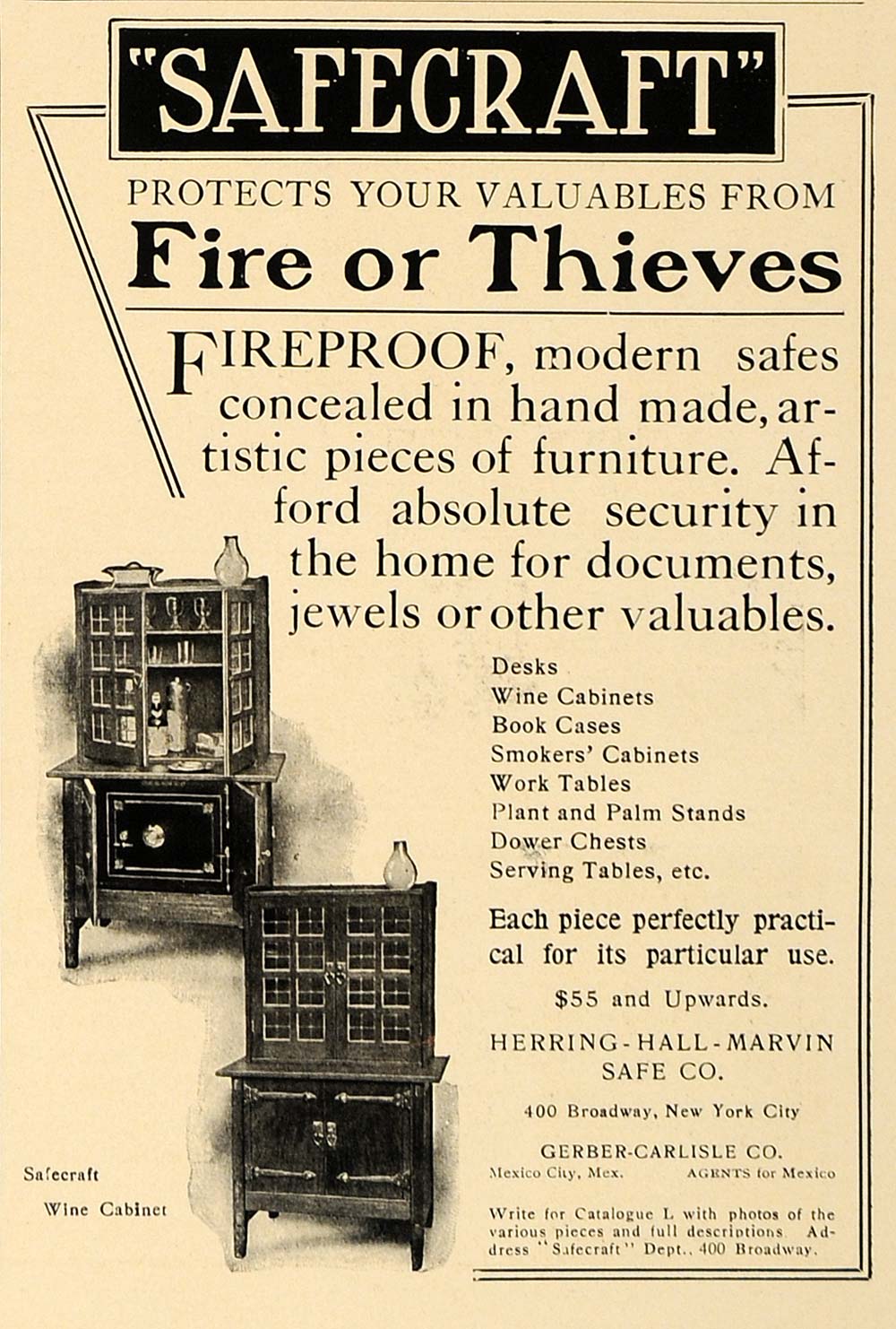1906 Ad Safecraft Fireproof Safes Herring Hall Marvin - ORIGINAL ADVERTISING CL4