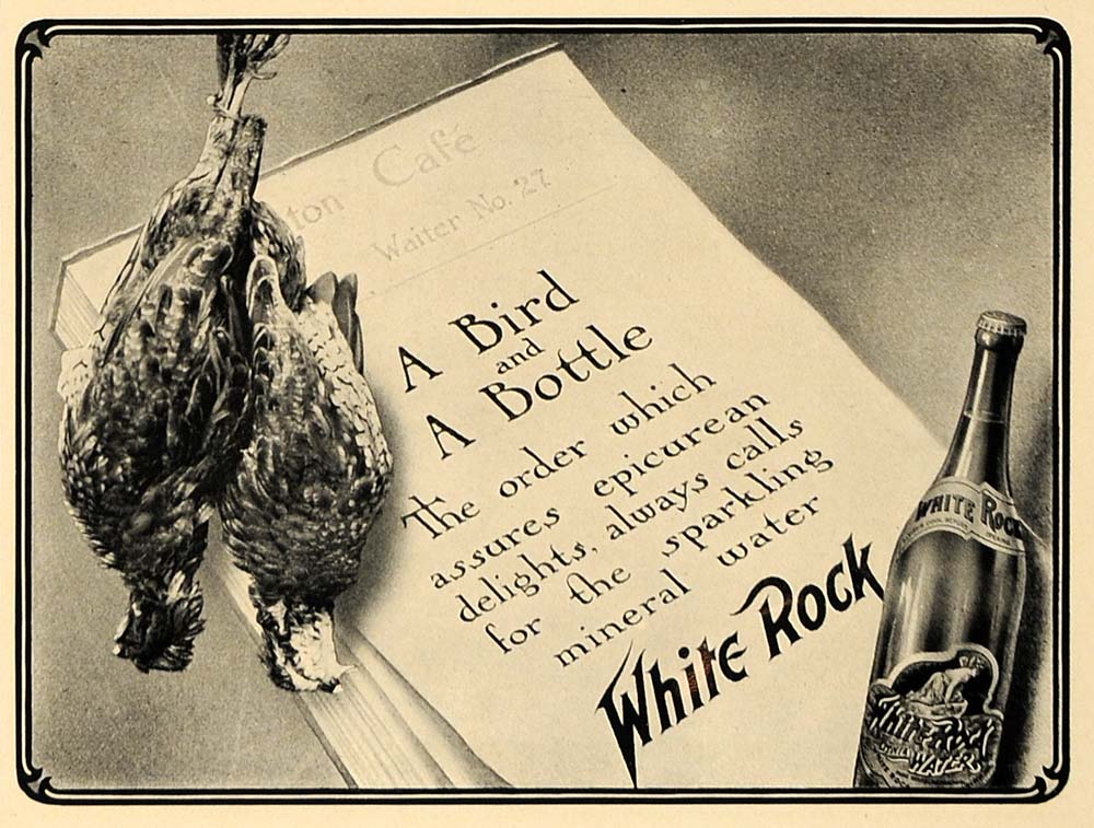 1906 Ad White Rock Sparkling Mineral Water Bird Bottle - ORIGINAL CL4