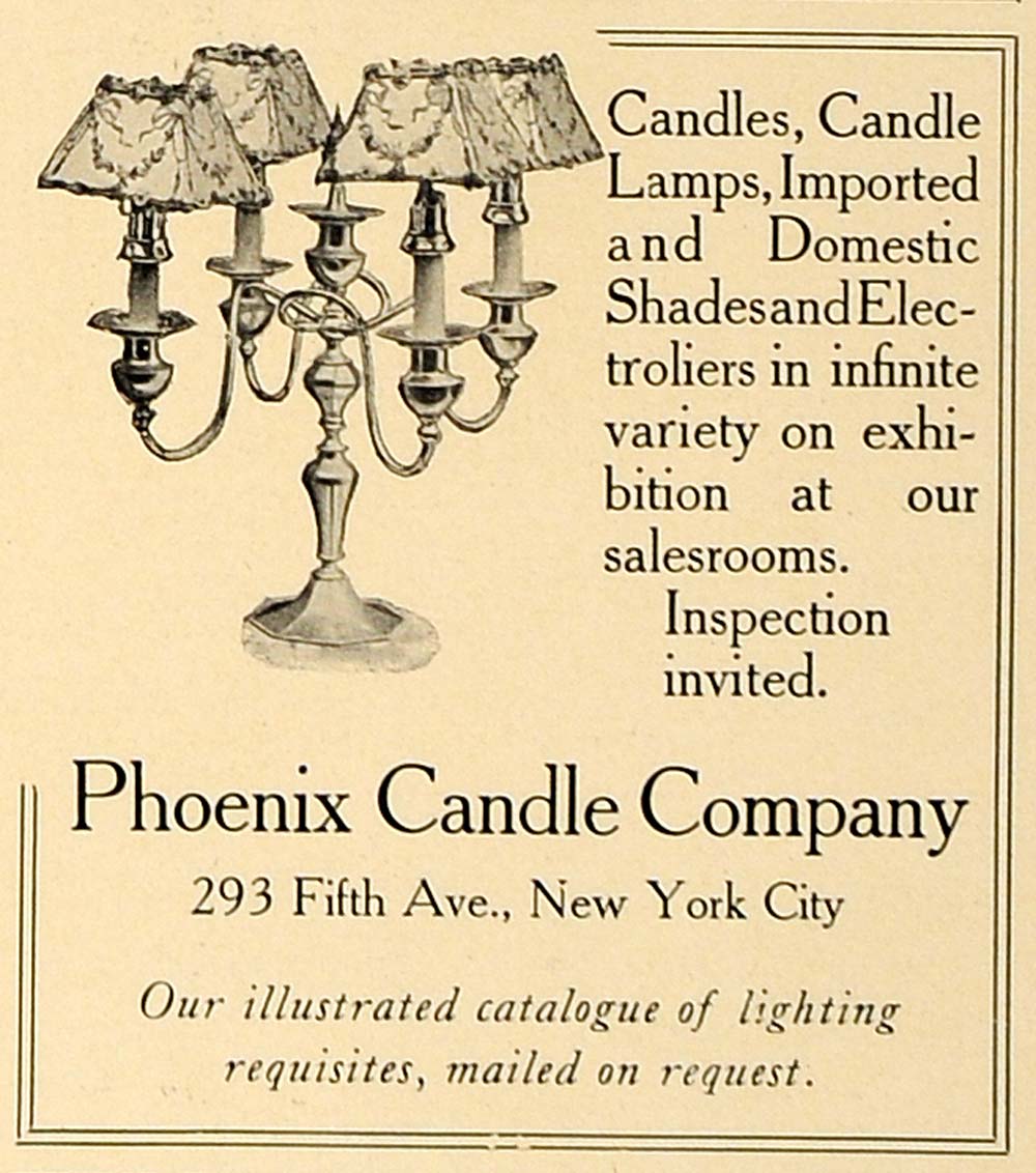 1906 Ad Phoenix Candle Lamps Shades Electroliers - ORIGINAL ADVERTISING CL4