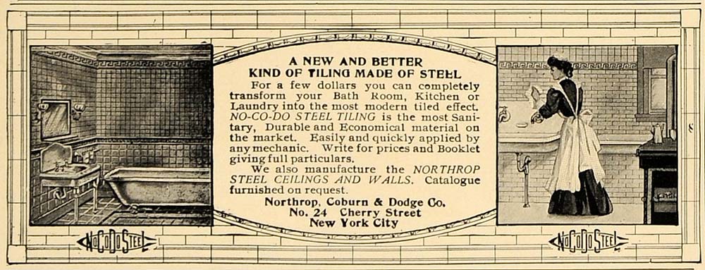 1906 Ad NoCoDo Steel Tiling Northrop Coburn Dodge Bath - ORIGINAL CL4