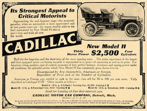 1907 Ad Cadillac Motor Car Automobile Model H Detroit - ORIGINAL ADVERTISING CL4