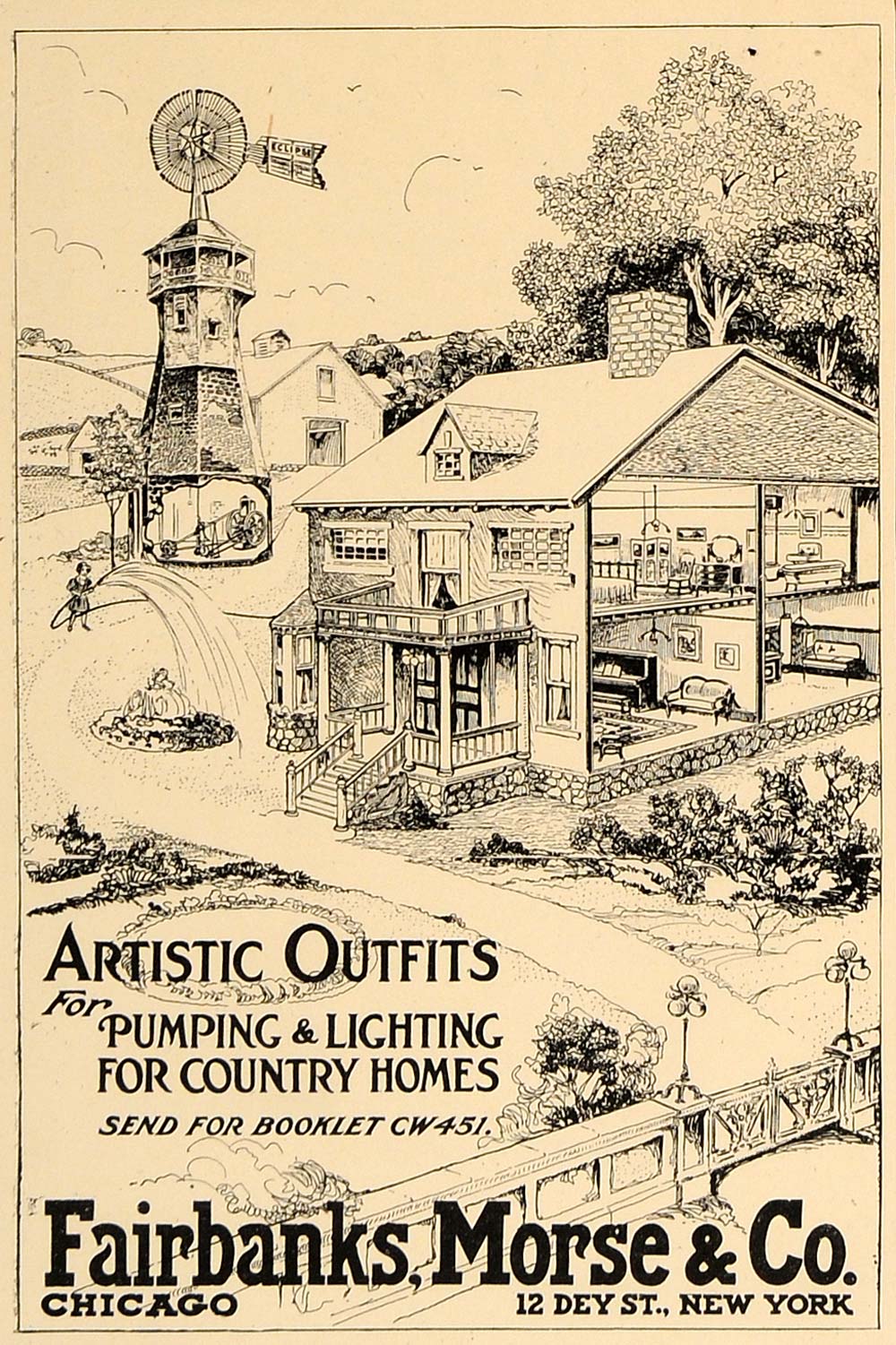 1907 Ad Fairbanks Morse Artistic Outfits Lighting Homes - ORIGINAL CL4