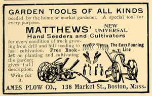 1906 Ad Matthews Hand Seeder Cultivator Farm Ames Plow - ORIGINAL CL4