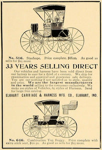 1906 Ad Elkhart Carriage Harness Models Pricing Indiana - ORIGINAL CL4