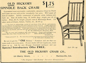 1906 Ad Old Hickory Spindle Back Chair Model Pricing - ORIGINAL ADVERTISING CL4