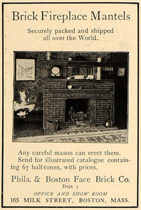 1906 Ad Brick Fireplace Mantels Phila. Boston Face - ORIGINAL ADVERTISING CL4