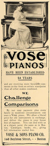 1906 Ad James Vose Sons Pianos Boston Massachusetts - ORIGINAL ADVERTISING CL4
