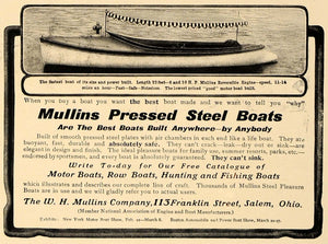 1906 Ad W.H. Mullins Pressed Steel Boats Reverse Engine - ORIGINAL CL4