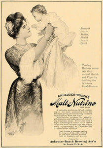 1906 Ad Anheuser-Busch Malt Nutrine Alcohol Sick Child - ORIGINAL CL4