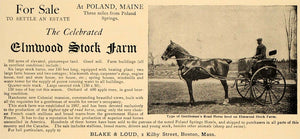 1906 Ad Elmood Stock Farm Blake Loud Poland Maine - ORIGINAL ADVERTISING CL4